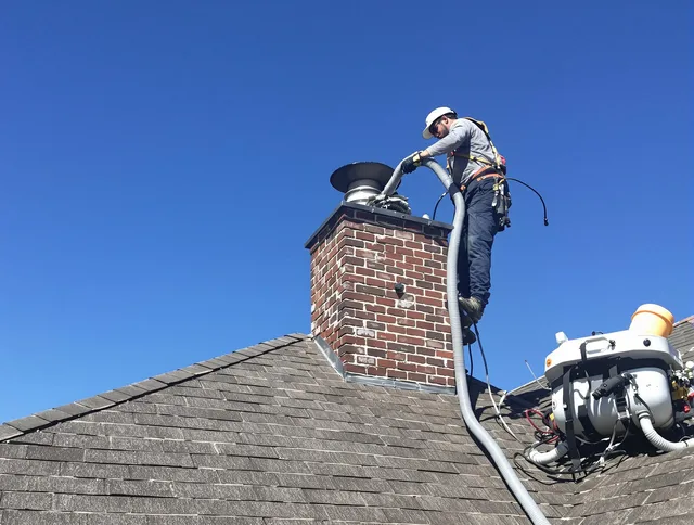 Dedicated Redondo Beach Chimney Sweep team member cleaning a chimney in Redondo Beach, CA