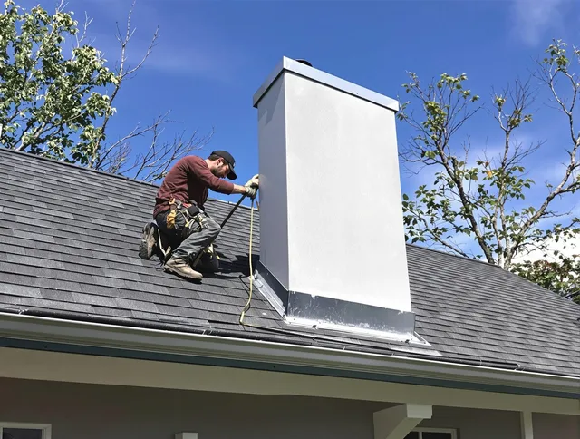 Redondo Beach Chimney Sweep team member finishing chimney construction in Redondo Beach, CA