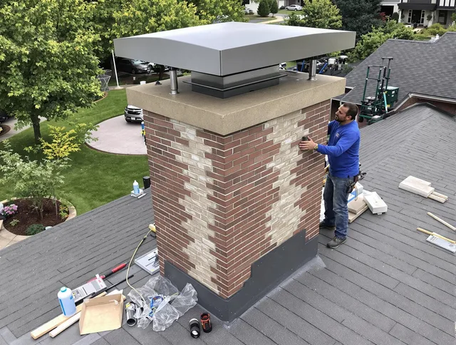 Redondo Beach Chimney Sweep team working on a custom chimney remodel in Redondo Beach, CA