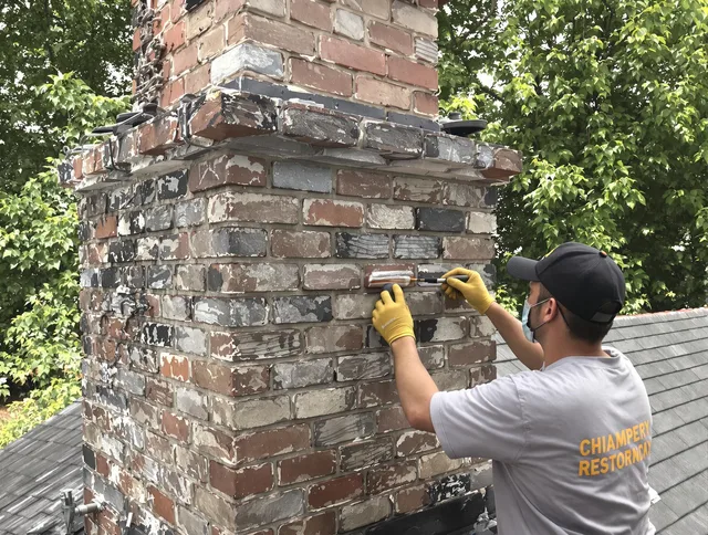 In-progress chimney restoration by Redondo Beach Chimney Sweep in Redondo Beach, CA