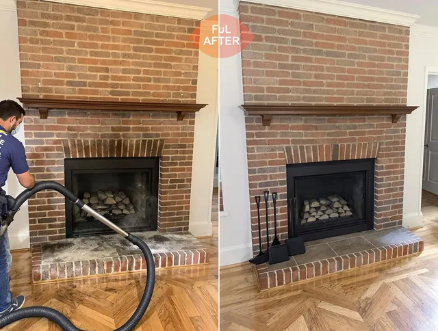 Redondo Beach Chimney Sweep carefully sanitizing a fireplace in Redondo Beach, CA